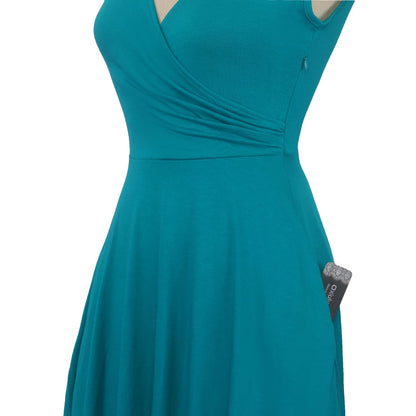 oxiuly Women's Vintage Dot V-Neck Cap Sleeve Casual Pockets Swing Tea Dress OX296
