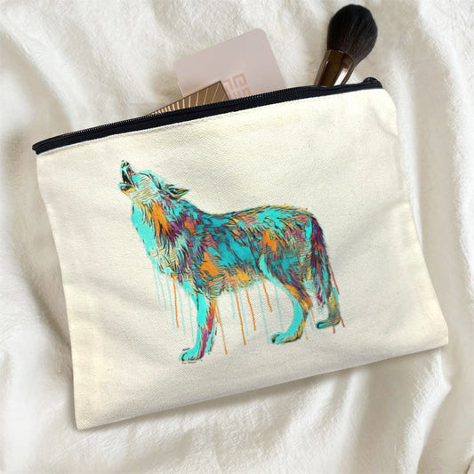 Baha Ranch Watercolor Wolf Cosmetic Bag Pack of 5 Made in America