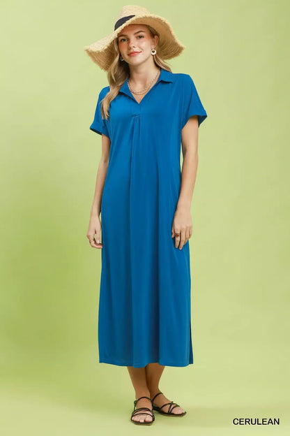 Umgee Collared Belted Midi Dress