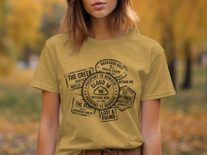 Rugged Wanderlust Passport Stamp Graphic Wilderness Shirt