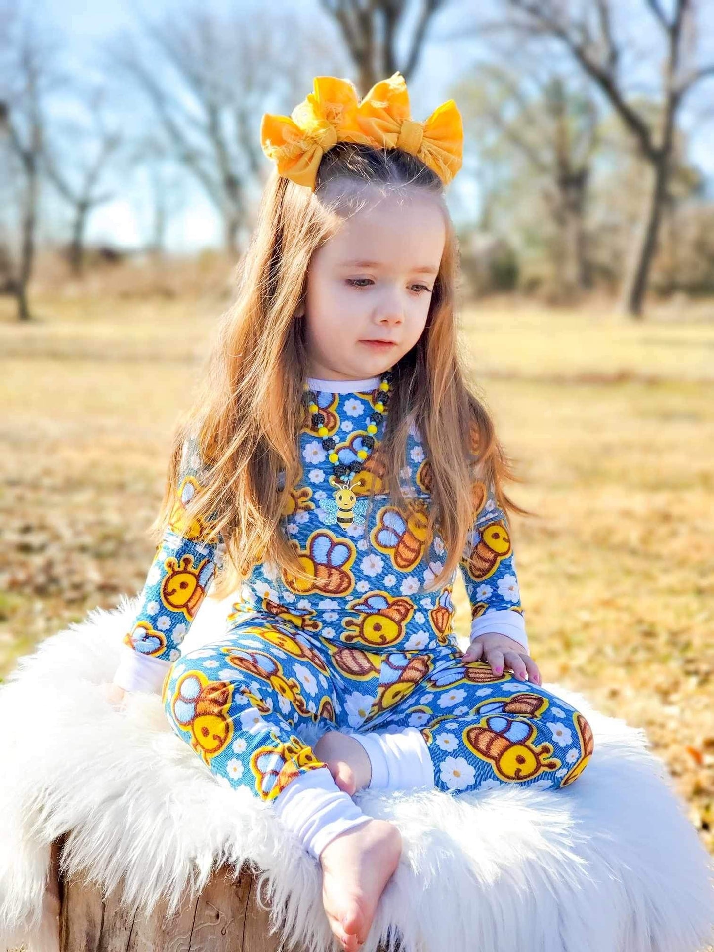 Floral bees Two Piece Bamboo Pj