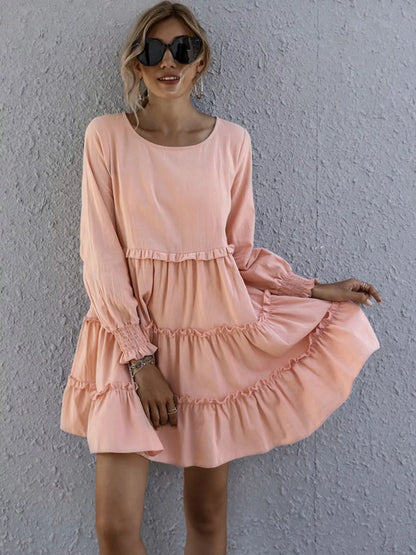 Ruffle Tiered Long Sleeve Mini Dress