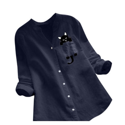Oversized Printed Long Sleeve Casual Shirt