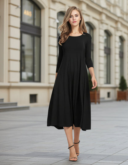 Women’s Floral Patchwork Three-Quarter Sleeve Dress