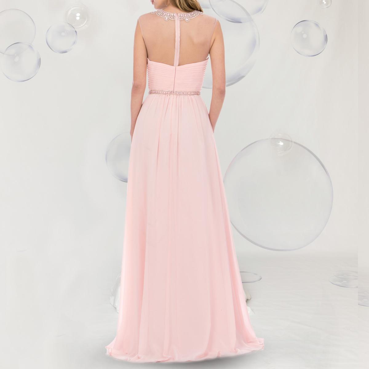 A beautiful gown, halter top with that see through peek-a-boo.