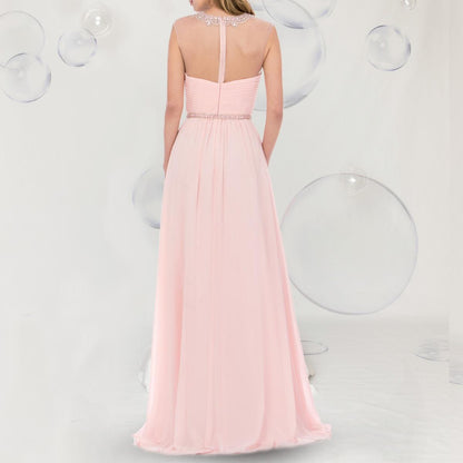 A beautiful gown, halter top with that see through peek-a-boo.