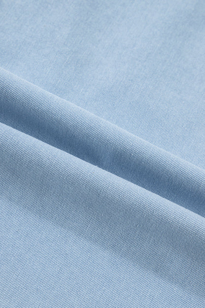 Denim Ruffle Edge Collared Dress w/ Pockets