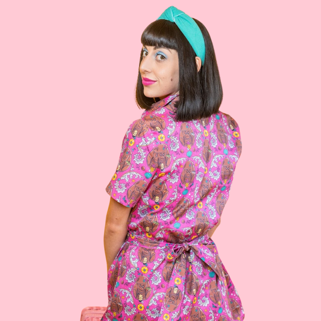 Cheeky Monkeys Zip-front Mini in Magenta