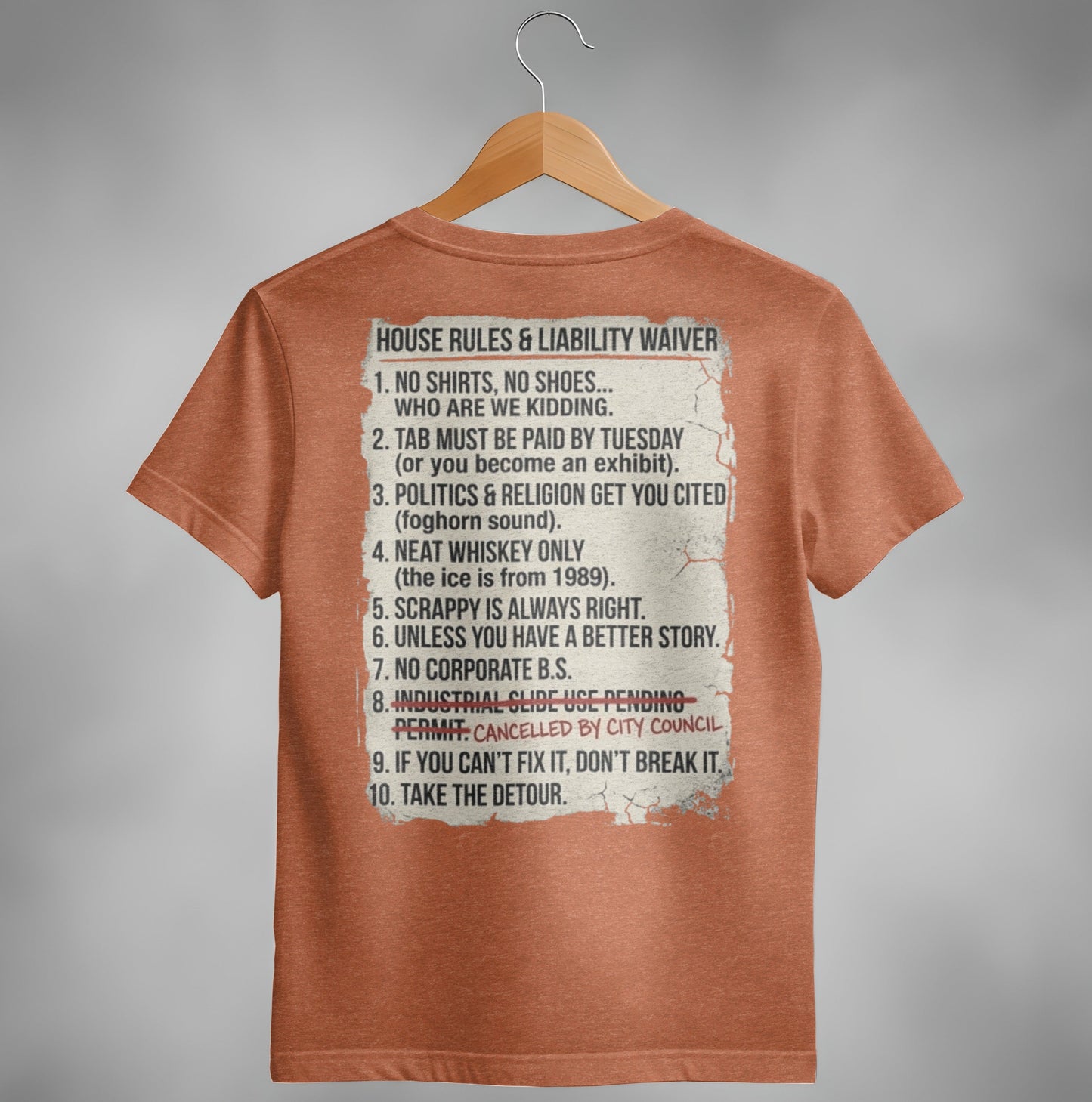 Scrappy Malone's Unofficial House Rules Tee - 100-Proof Bar Humor
