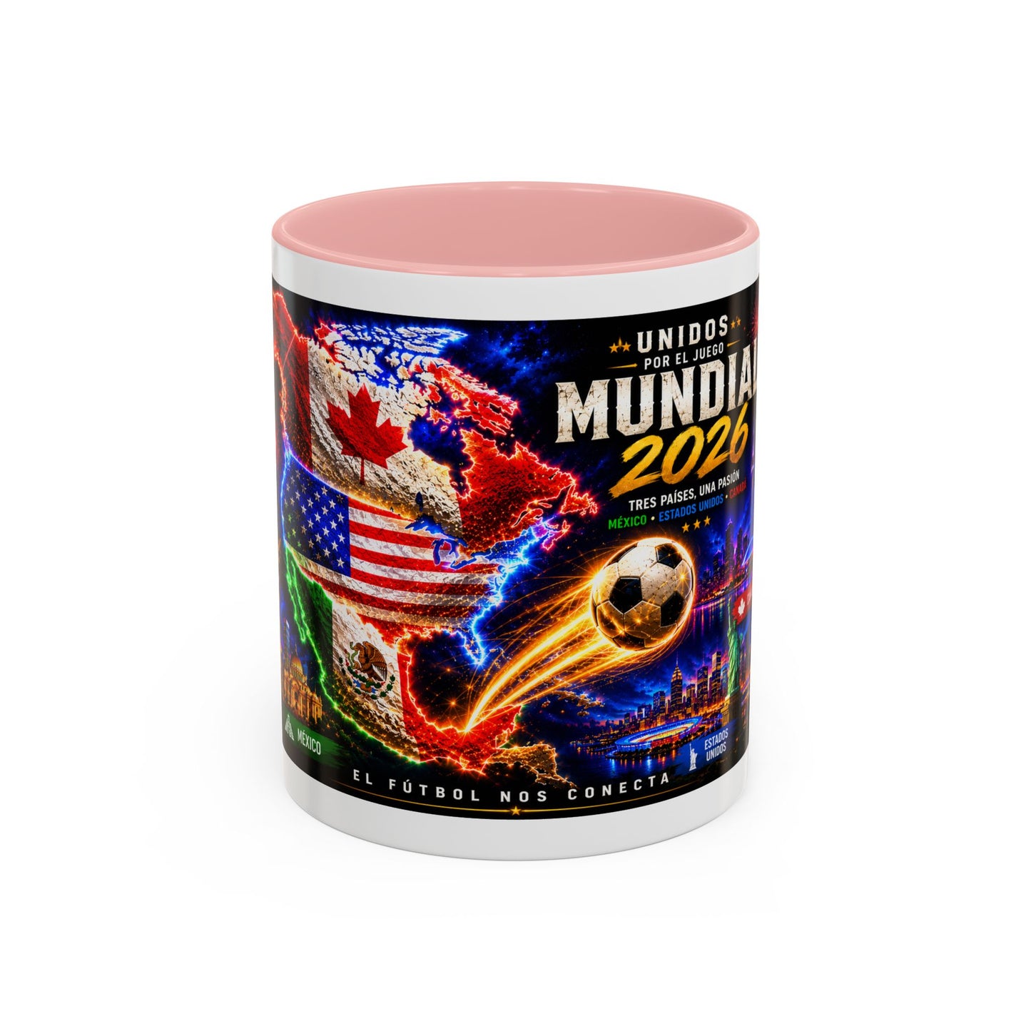 Mundial 2026 Soccer Coffee Mug – Canada/USA/Mexico World Cup Accent Mug (11/15oz)