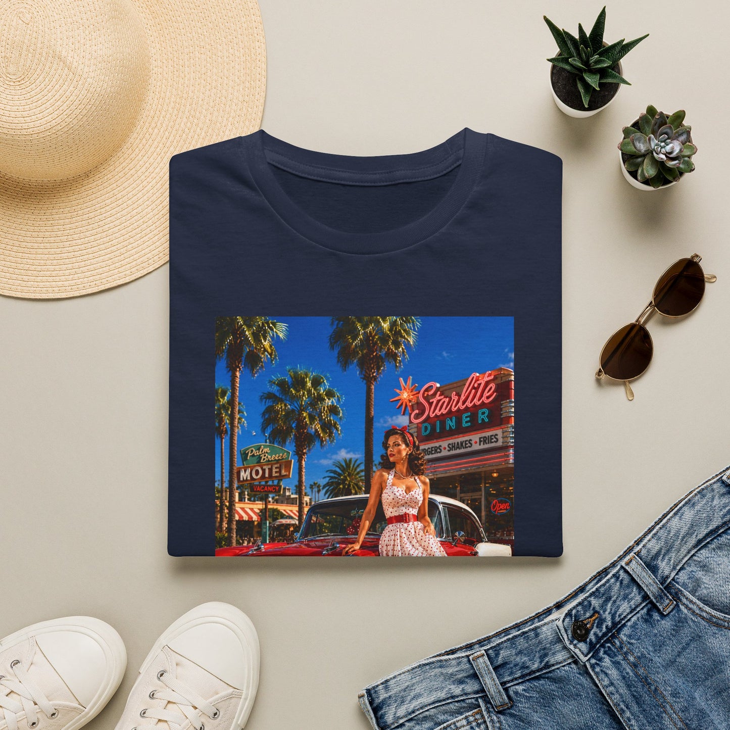 Retro Diner Tee — 'Starlite Diner' Vintage 1950s Pinup T-Shirt