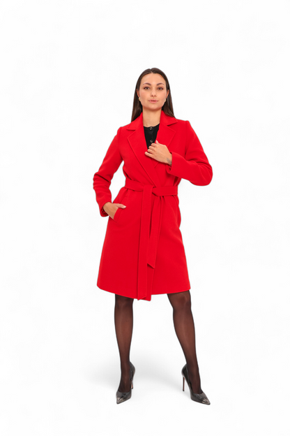 Windsor Classic Wraparound Cashmere Blend Overcoat in Red