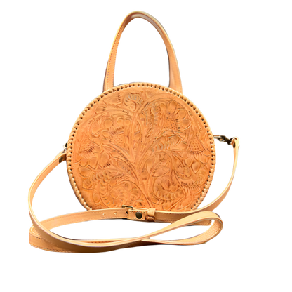 The Dixie| Hand-Tooled Leather Canteen Handbag