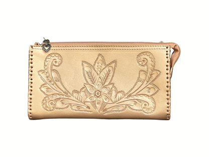 The Ella| Hand-Tooled Leather Clutch & Crossbody