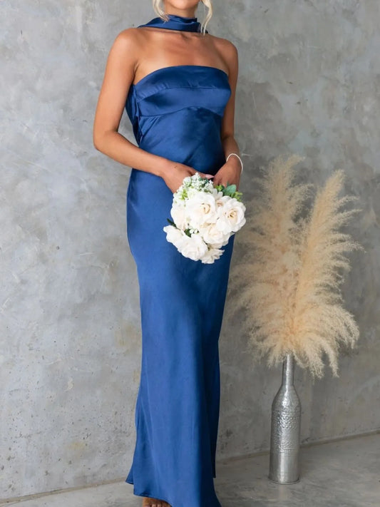 Satin Halter Maxi Dress