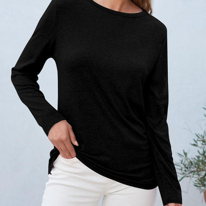 Women's Breathable Soft Stretch Round Neck Long Sleeve T-Shirt -