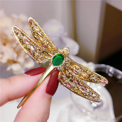 French Colorful Zircon Dragonfly Brooch Sweater Accessories
