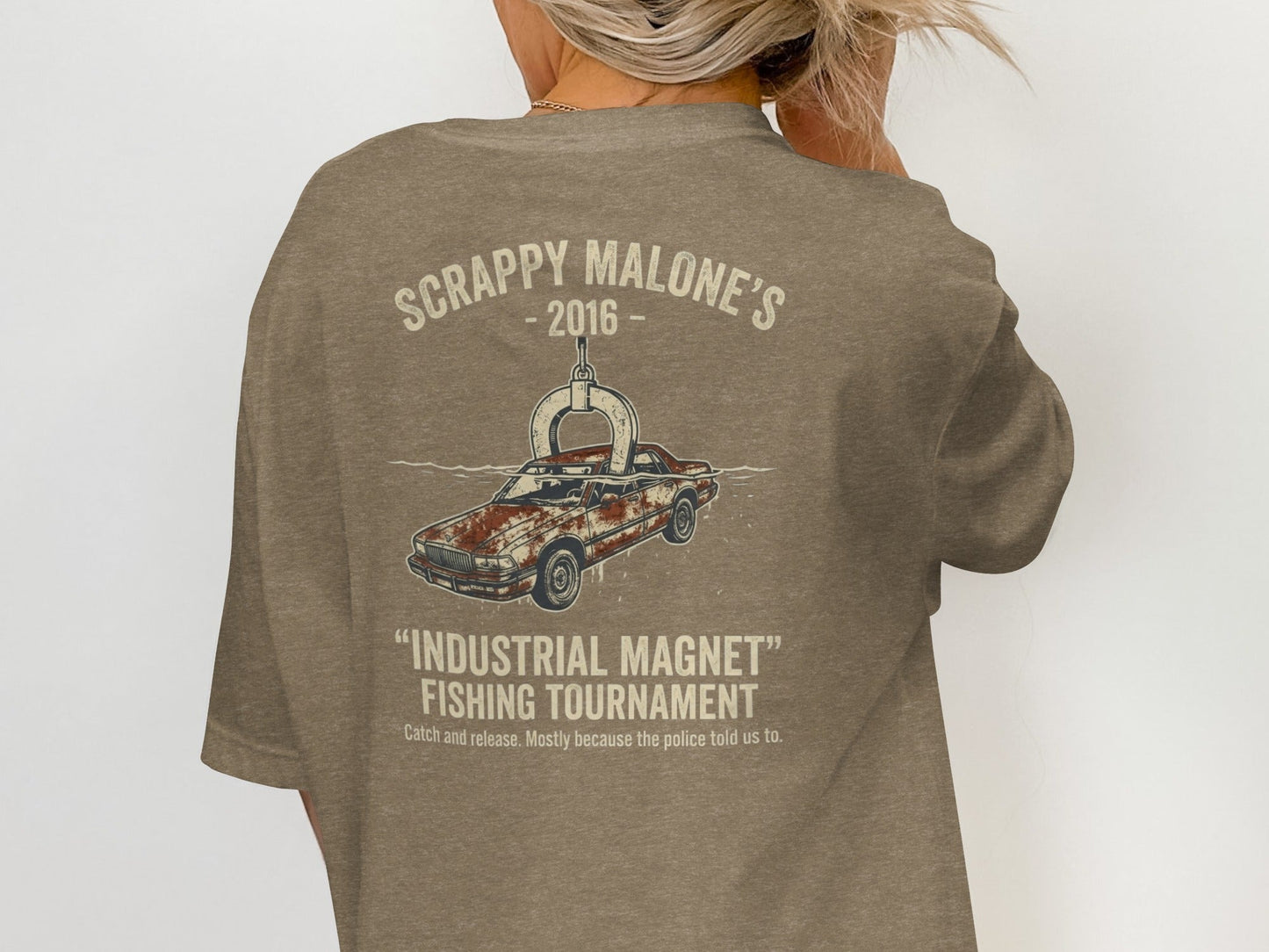 Industrial Magnet Tournament Tee - Scrappy Malone's Bar Humor
