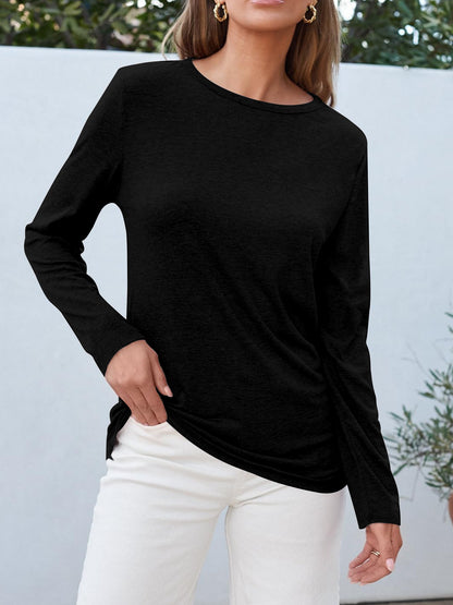 Women's Breathable Soft Stretch Round Neck Long Sleeve T-Shirt -
