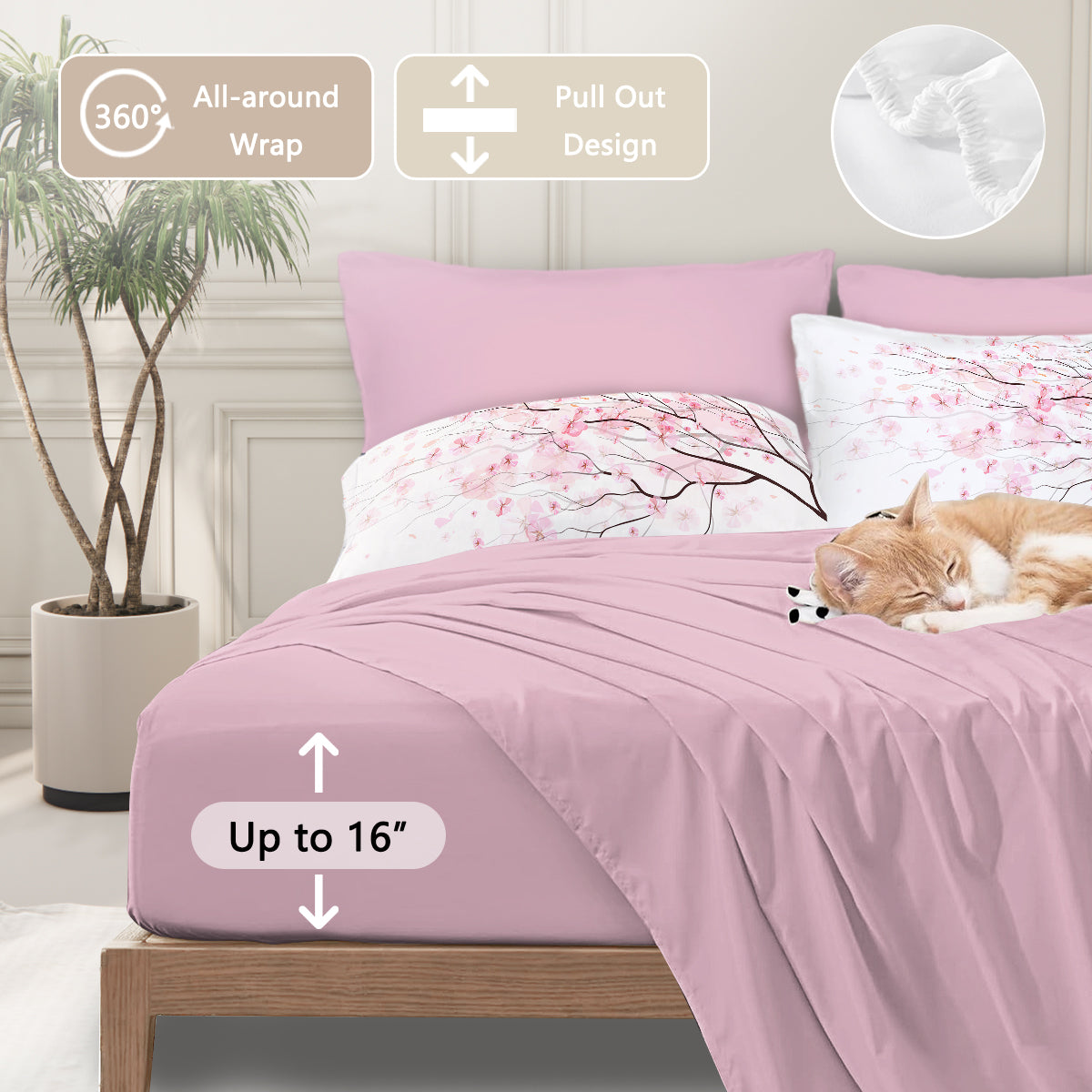 Cherry Blossom Pattern Twin Size 8-piece Comforter Set