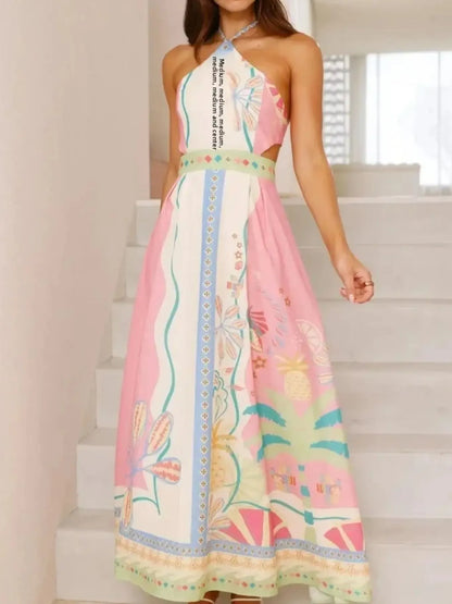 Halter Neck Printed Maxi Dress