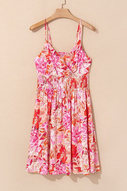 Floral Spaghetti Strap Surplice Neck Dress