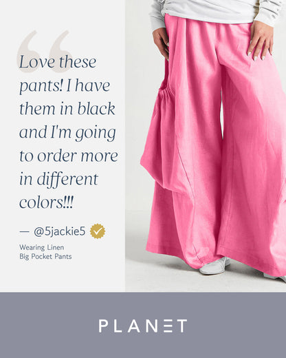 Linen Big Pocket Pants - Lime