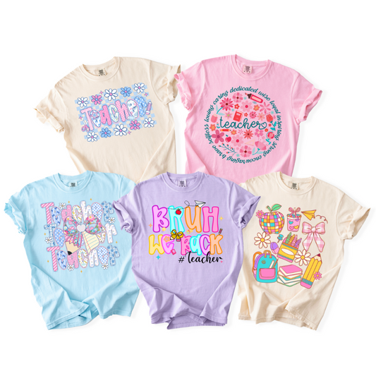 Colorful Chic Teacher Designs – Comfort Colors Tees