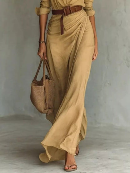 Ruched Long Sleeve Maxi Dress