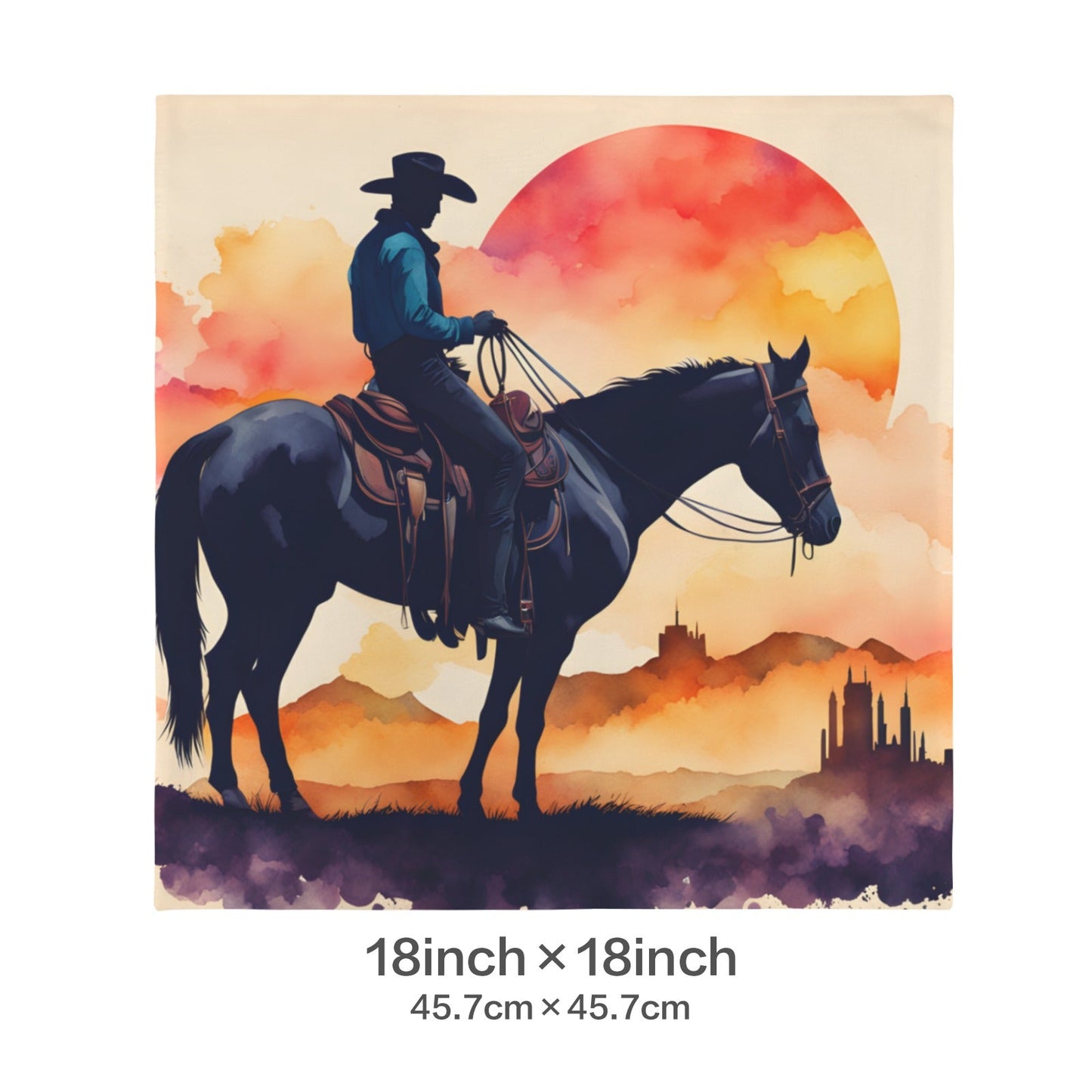 Baha Ranch Velvety Soft Watercolor Desert Cowboy Pillow Cover Made in America