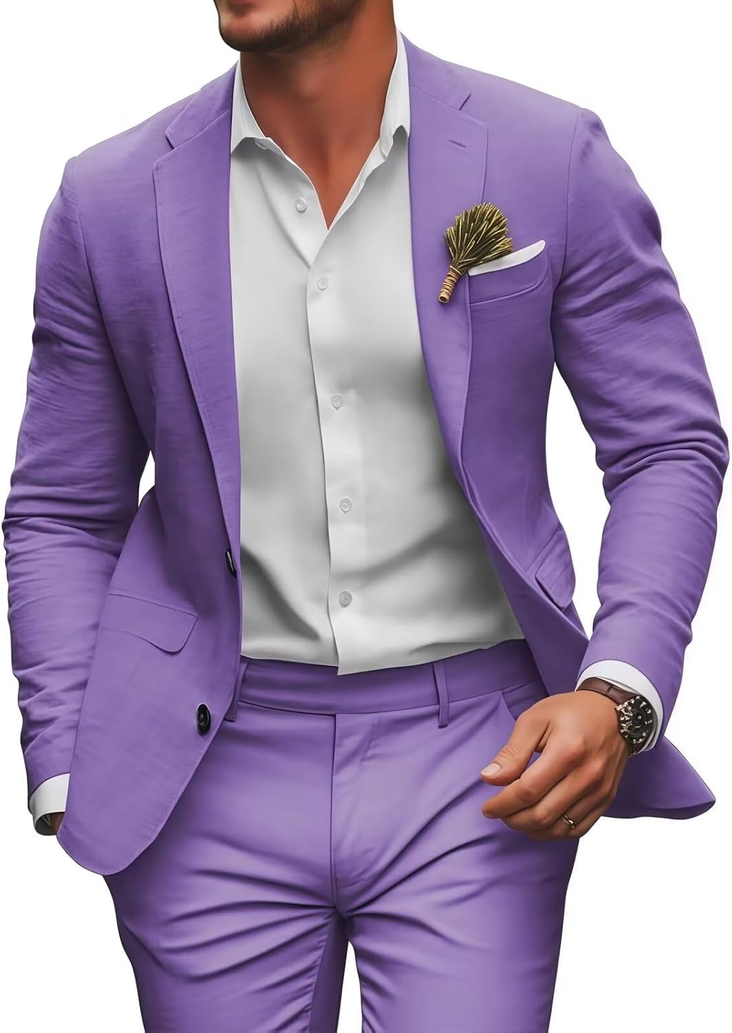 Retro Linen Mens Suit 2 Pieces Slim Fit Light Weight Beach Summer Wedding Tuxedo Set Jacket Blazer Pants for Men