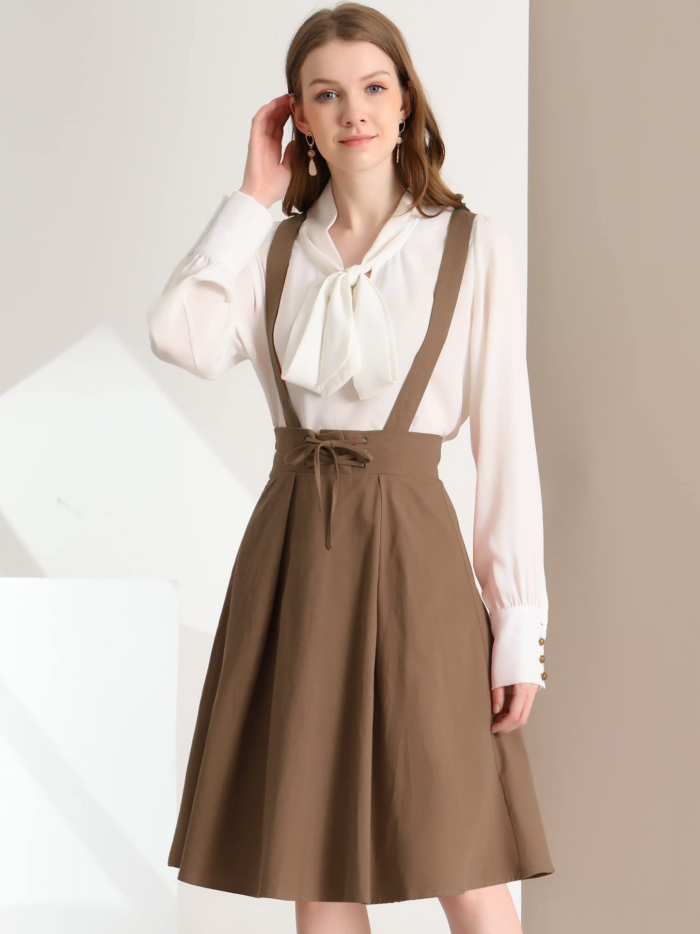 Allegra K Women's Cute Suspender Skirt High Waist Overall Corset Skater Skirt Short Mini Dress