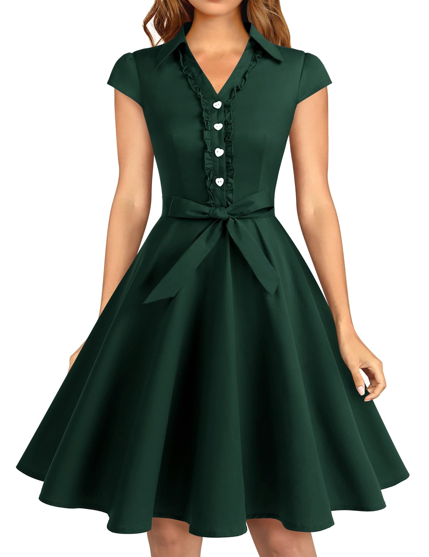 Wedtrend Women's 1950s Retro Rockabilly Dress Cap Sleeve Vintage Swing Dress