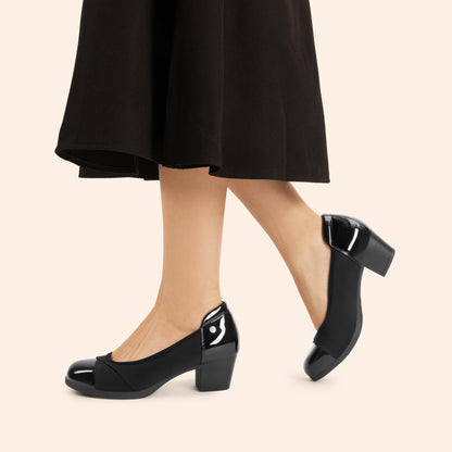 DREAM PAIRS Women's Pumps Low Chunky Block Closed Toe Shoes Work Comfortable Heels Round Toe Dress