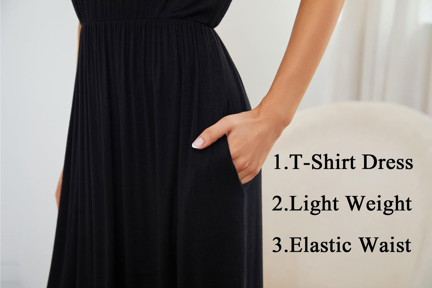 AUOMITH Women's 2026 Summer Short Sleeve Empire High Waist Long Maxi Dress with Pockets