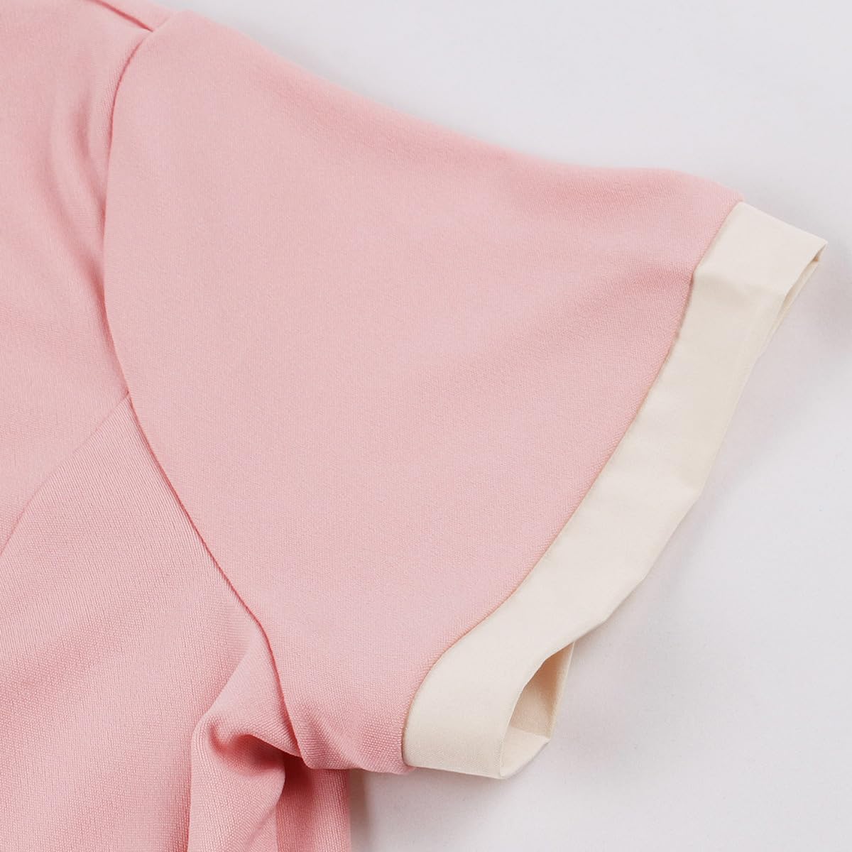 50s Style Dresses for Women Vintage Short Sleeve Tie Neck Swing Dress Midi Prom Dress with Belt
