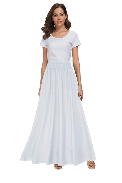 Womens Chiffon Retro Maxi Skirt Vintage Ankle-Length Skirts