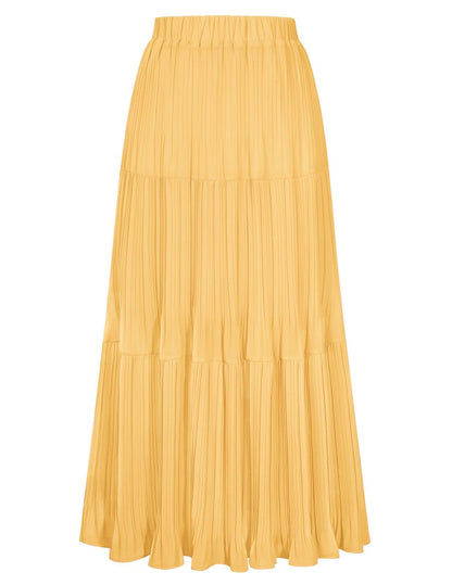 Kate Kasin 2026 Women's Chiffon Maxi Skirt, High Waist Pleated Skirts, Summer Flowy Long Skirts with Underskirt