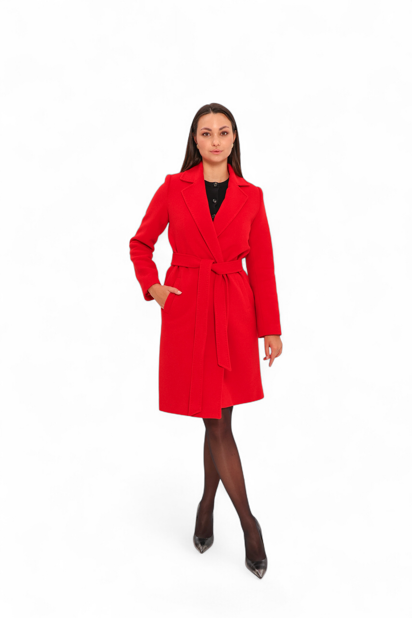 Windsor Classic Wraparound Cashmere Blend Overcoat in Red