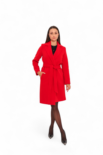 Windsor Classic Wraparound Cashmere Blend Overcoat in Red