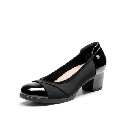 DREAM PAIRS Women's Pumps Low Chunky Block Closed Toe Shoes Work Comfortable Heels Round Toe Dress