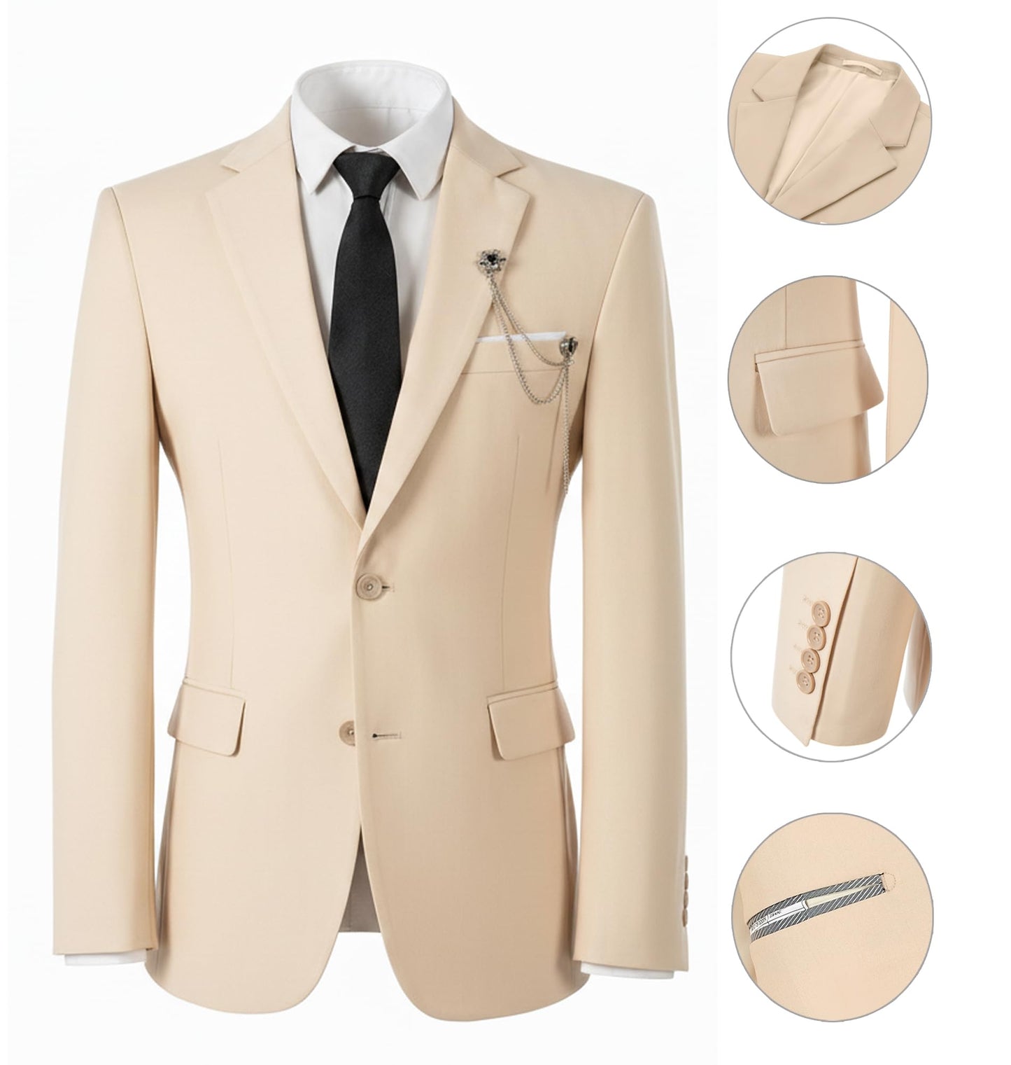 Mens Suit 2 Piece Formal Business Tuxedo for Men Wedding Prom Groom Outfit Blazer Dress Pants Suit Set