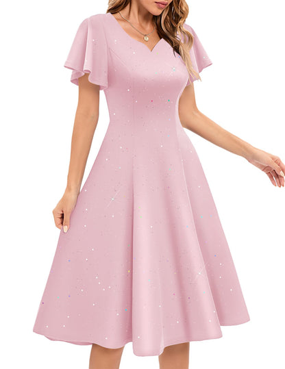 HomRain Vestidos de cóctel brillantes con purpurina para mujer, vestido de dama de honor para invitados de boda, vestido de graduación