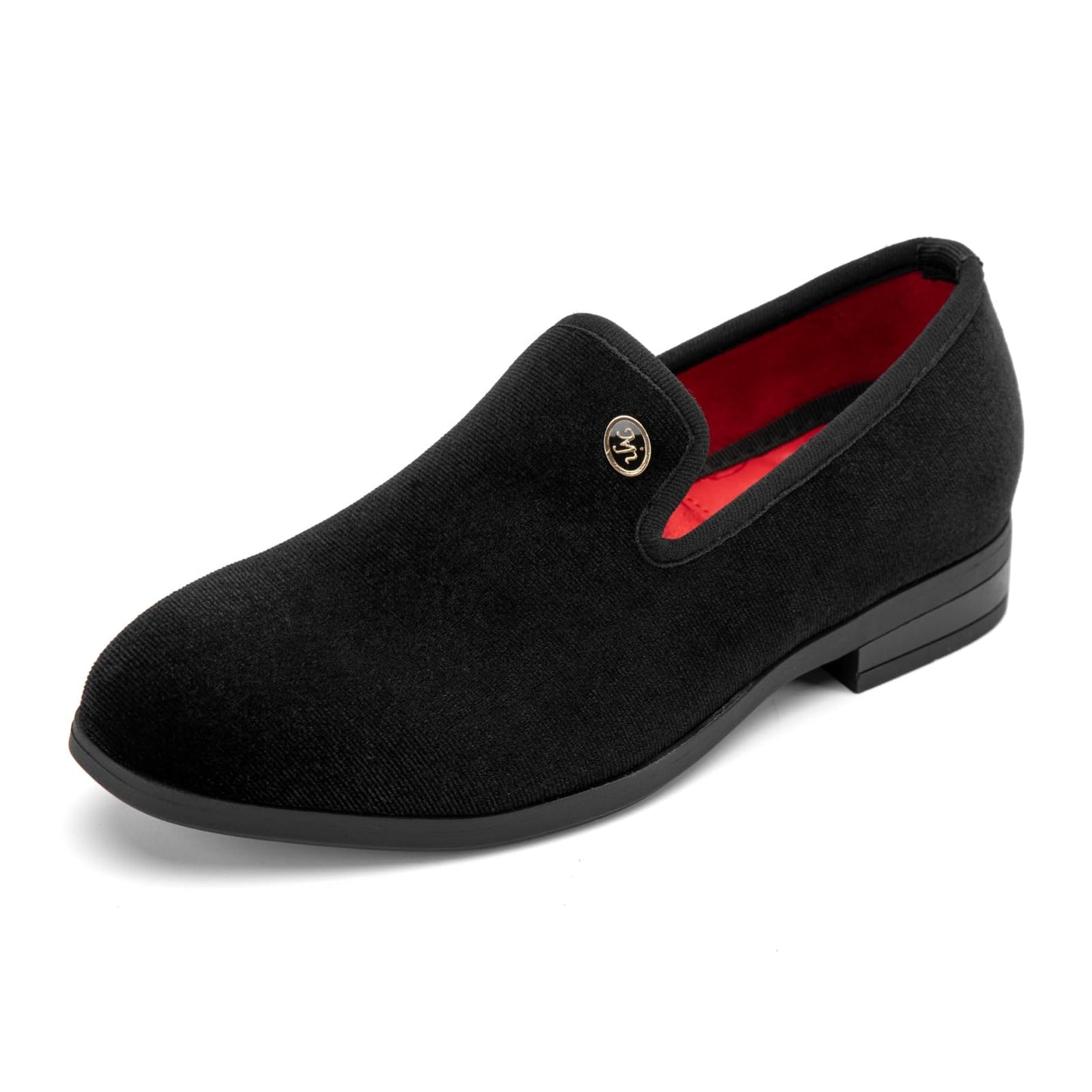 Meijiana Boys Dress Shoes - Velvet Casual Pull-On Low-Heels, Black Rubber All-Weather Formal Boys Shoes, Toddler Dress Shoes for Wedding & Party - Fashion Business Style