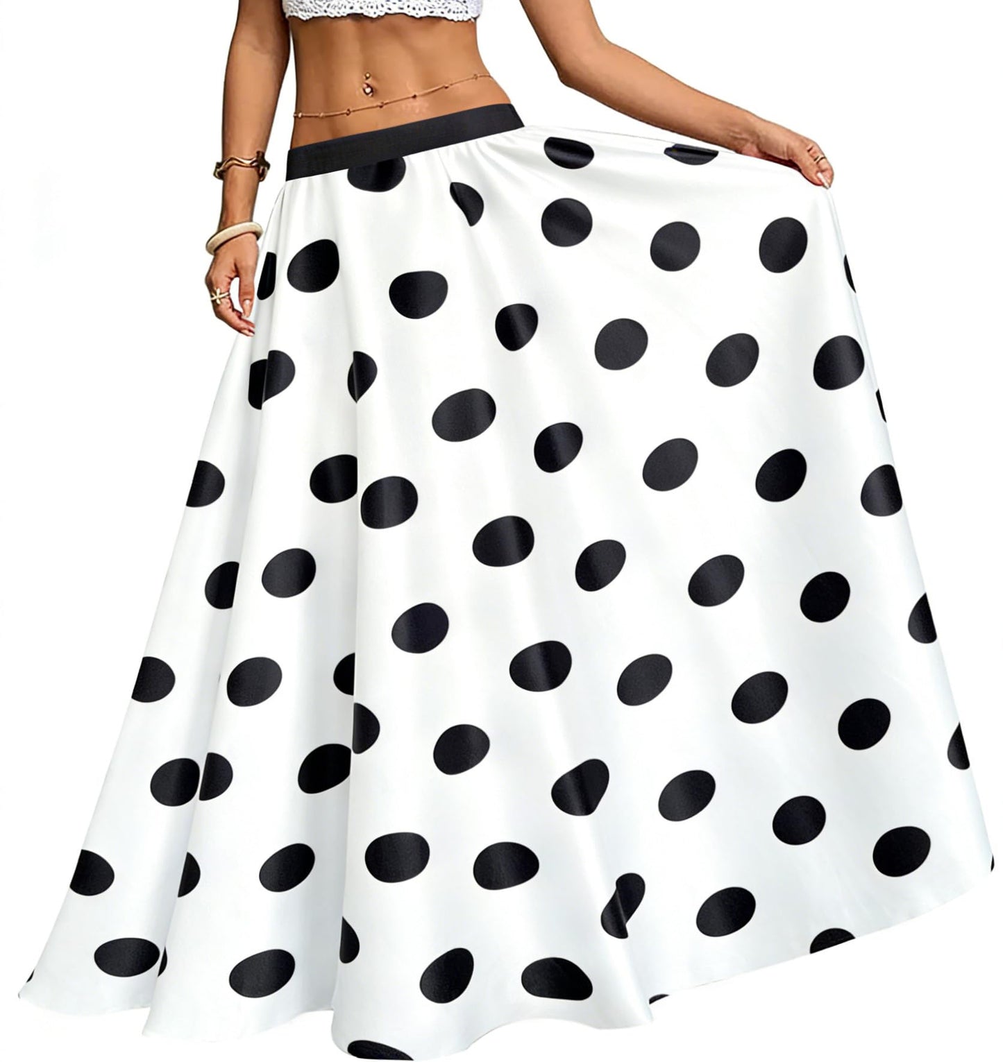 Women's Chiffon Stripe Maxi Skirt High Waist Mopping Floor Skirts