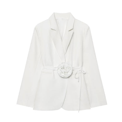 Womens Loose-Fit Lace-Up Blazer With 3D Floral Embellishments (See size chart where applicable)