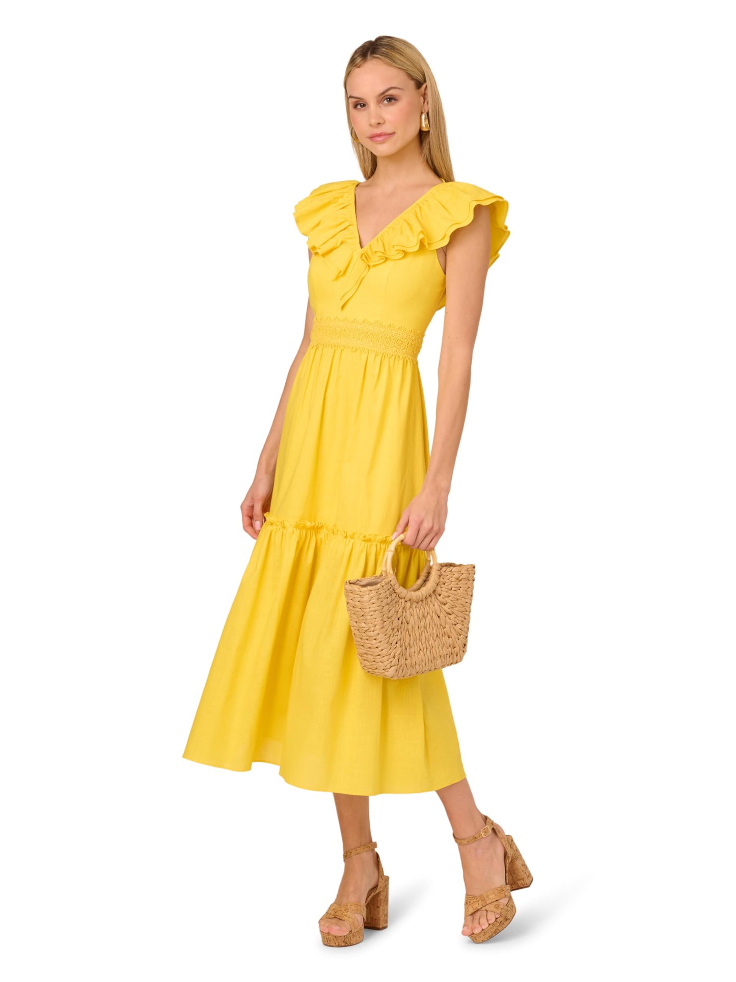 Adrianna Papell Women's Ruffle Midi Dress