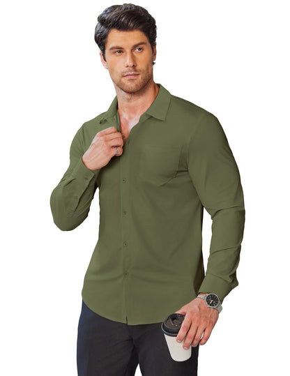 COOFANDY Stretch Mens Dress Shirts Wrinkle Free Long Sleeve Dress Shirt Muscle Fit Button Down Shirt