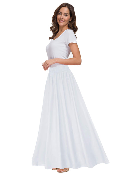 Womens Chiffon Retro Maxi Skirt Vintage Ankle-Length Skirts