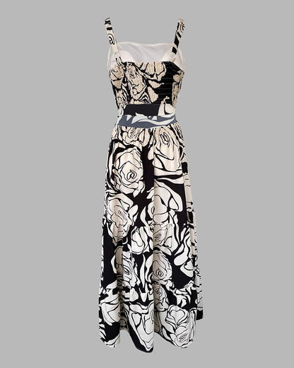 CHICME Summer Dresses for Women 2026 Sleeveless Casual Boho Maxi Dress Square Neck Cut Out Floral A Line Dress